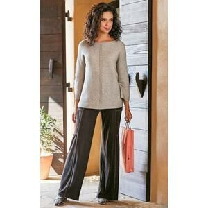 Soft Surroundings Dark Gray Brown Veletta Velvet Wide Leg Pants M